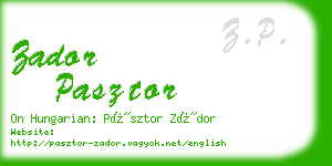 zador pasztor business card